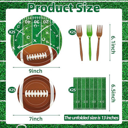 100 Pcs Football Party Supplies Set, Serves 25 – Disposable Football and Field - Image 2