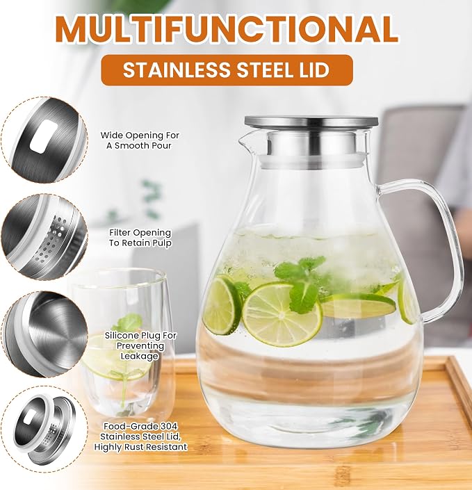 SUSTEAS 3 Litre 101oz Glass Pitcher - Image 4