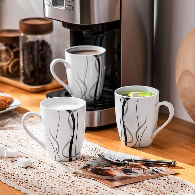 VEWEET Coffee Mugs Set of 6, 11 OZ White Ceramic Mugs, Fiona | White Ceramic - Image 6