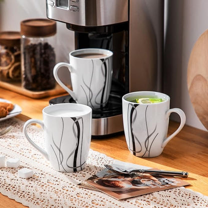VEWEET Coffee Mugs Set of 6, 11 OZ White Ceramic Mugs, Fiona | White Ceramic - Image 6