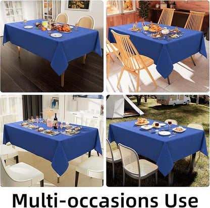 Smiry Rectangle Faux Linen Table Cloth, Waterproof Burlap Fabric Tablecloth, Washable Decorative Farmhouse Table Covers for Kitchen, Dining, Parties, 60x84, Indigo