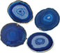 AMOYSTONE Blue Agate Coasters Set of 4, 3-3.5 Inch Stone Coasters with Rubber Bumpers, Valentine's Day Gift for Her, Modern Coffee Table Decor, Birthday Present