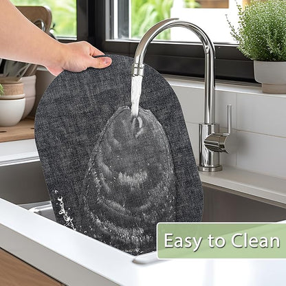 Placemats for Dining Table Set of 4 Non-Slip, Heat Resistant Oval Leather Placemat Double Layer, Waterproof Table Mats Easy to Clean for Kitchen Dining Room Coffee Office Table, Charcoal