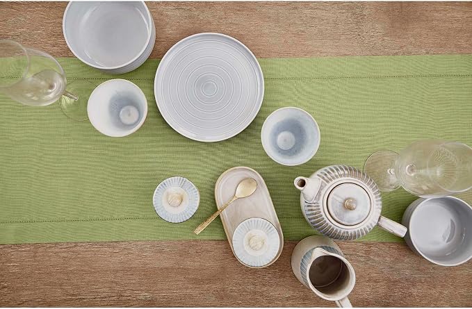 Solino Home 100% Pure Linen Table Runner Moss Green Hemstitch, 14 x 120 in | - Image 3