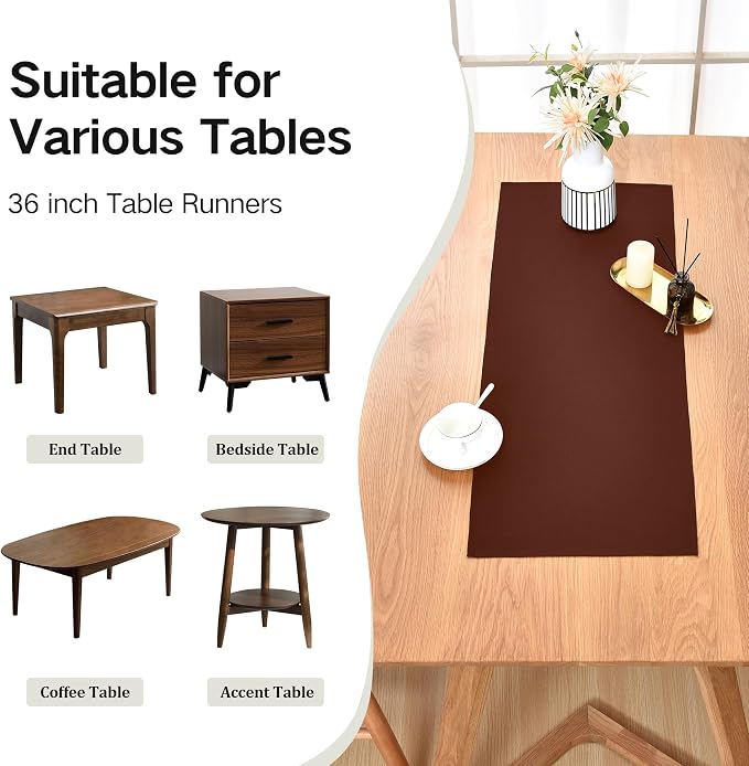Farmhouse Chocolate Table Runner Small Short Table Runners 36 Inches Coffee - Image 5