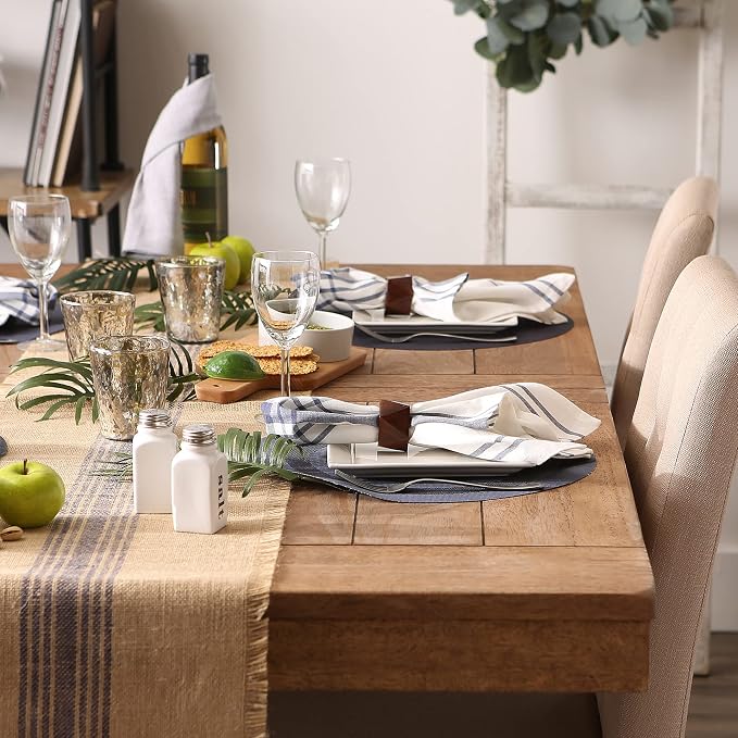DII PVC Tabletop Collection Woven Indoor/Outdoor, Round Placemat Set, Stonewash - Image 4