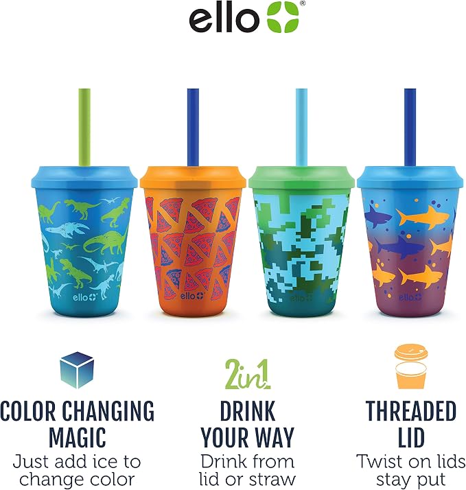 Ello 12oz Kids Plastic Reusable Color Changing Cups - Image 3
