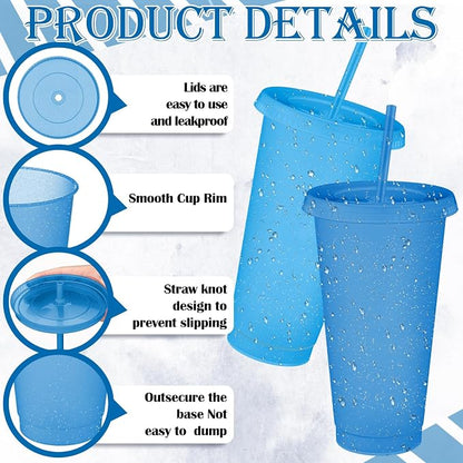 Skylety 12 Pcs Blue Glitter Plastic Cups - Image 3