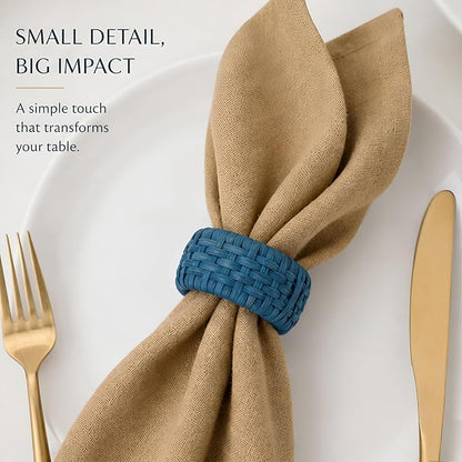 Artisan Cane Napkin Rings Set of 12, Earthy Woven Dinner Napkin Holders - Image 8