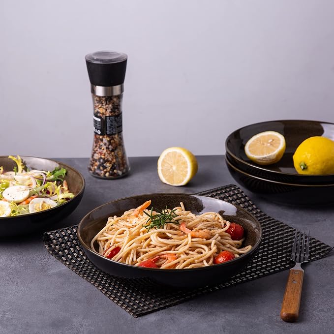 LERATIO 9.0" Ceramic Pasta Bowls Set of 6, 38oz Large Stoneware Bowls Set | - Image 5