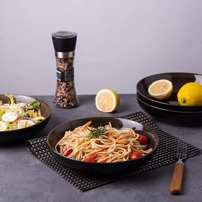 LERATIO 9.0" Ceramic Pasta Bowls Set of 6, 38oz Large Stoneware Bowls Set | - Image 5