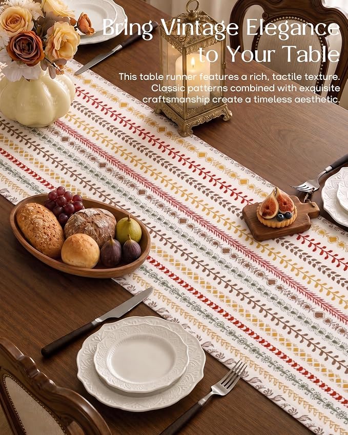 13"x 72" Jacquard Woven Chenille Table Runner, Colorful Stripe | Exquisite - Image 2