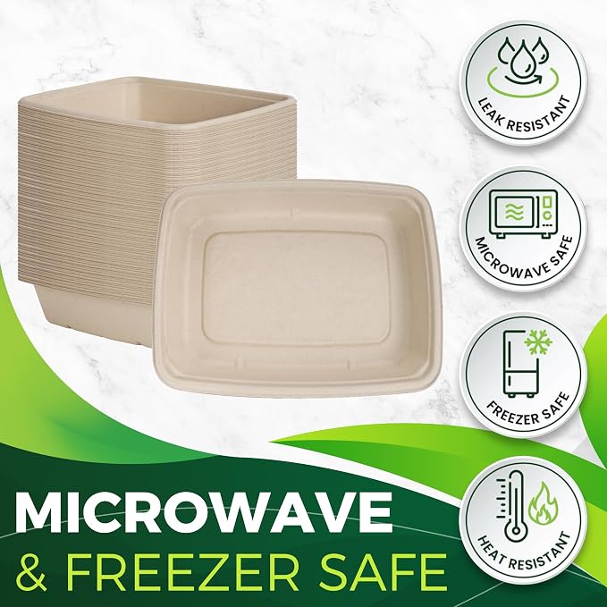 32oz Large Rectangle Paper Bowls, Heavy Duty Disposable Bowls Perfect - Image 5