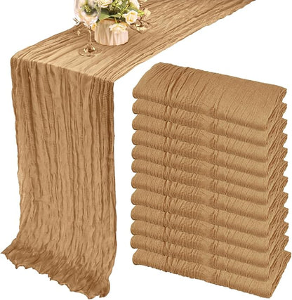 12 Pack Cheesecloth Table Runner 35x72 Inch Boho Gauze Table Runner Rustic by Fivenl