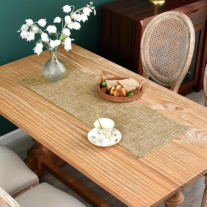 NEWISHER Reversible Double Layer Table Runner Faux Linen Fabric, 13x36inch | by Newisher