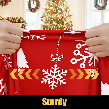 Smiry Rectangle Christmas Table Cloth, Waterproof Elastic Fitted Tablecloths for 8 Foot Tables, Washable Polyester Table Cover for Dinner (Christmas Snowflakes, 30"x96")