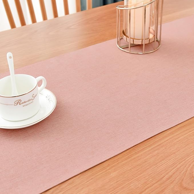 Faux Linen Small Table Runner Water Resistant 13 x 36 in, Coffee Table Runner - Image 7