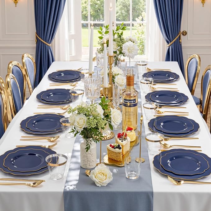 bUCLA 180PCS Blue Plastic Plates - Image 9