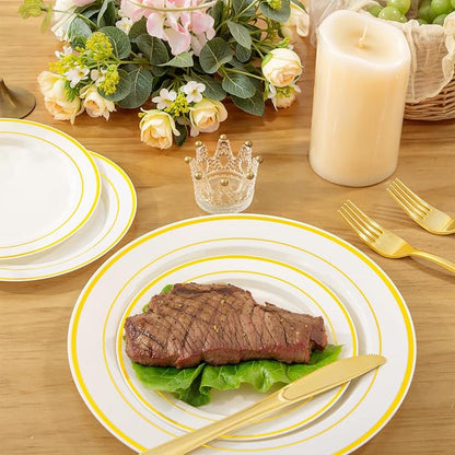 WELLIFE 210PCS Ivory Plastic Plates - Image 4
