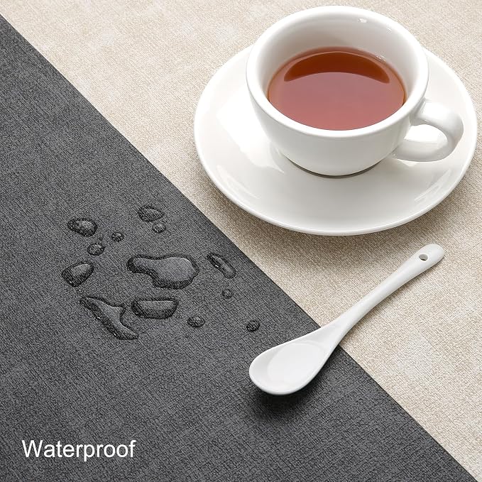 Table Runners 94 Inch Long, Dual-Sided Faux Leather Table Runner | Waterproof - Image 3