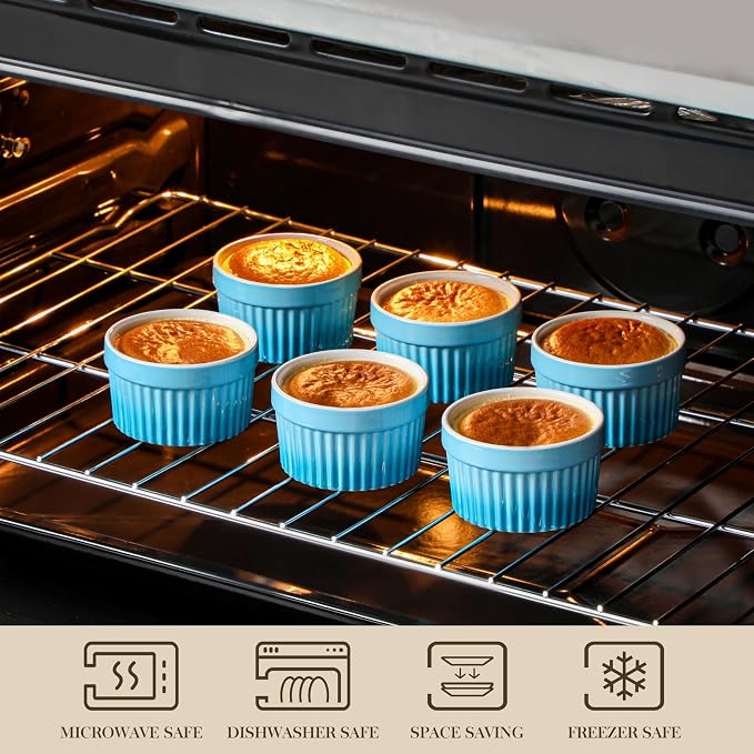 MALACASA Ramekins 6 oz Oven Safe, Small Ceramic Souffle Dishes - Image 4