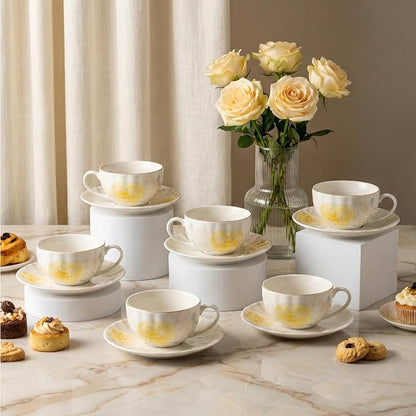BTaT- Floral Tea Cups and Saucers Set, 7 oz, Porcelain Tea Cups - Image 5
