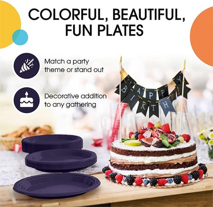 Exquisite Party Solids Navy Plastic Plates For Party 7" Navy Disposable Plates Heavy Duty 100 Pcs Plastic Dinnerware Sets Heavy Duty 350 GSM Disposable Dinnerware Set