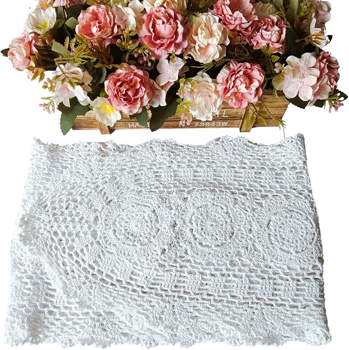 Phantomon Oval Lace Table Runner Doilies Floral Table Scarf Furniture Cloth - Image 2