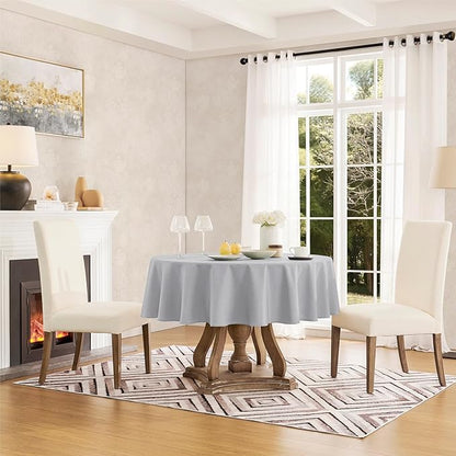 Tablecloth Linen Textured Waterproof & Stain Resistant Table Cloth Wrinkle Free Decorative Fabric Farmhouse Table Cover for Dining/Party/Buffet/Wedding, 60 x 60 Inch, Light Grey