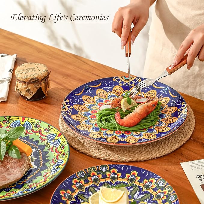 Ceramic Dinner Plate Set of 6-10.5 Inch Large Porcelain Plates - Image 7