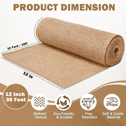 12" x 10 yd Burlap Table Runners, Jute Burlap Runner - Image 3