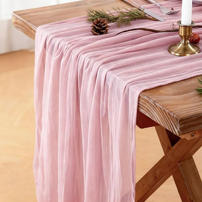 Cheesecloth Table Runner, 120 Inch 10 FT, Dusty Pink | 1 Pack, 35x120 Inches by Mkobon