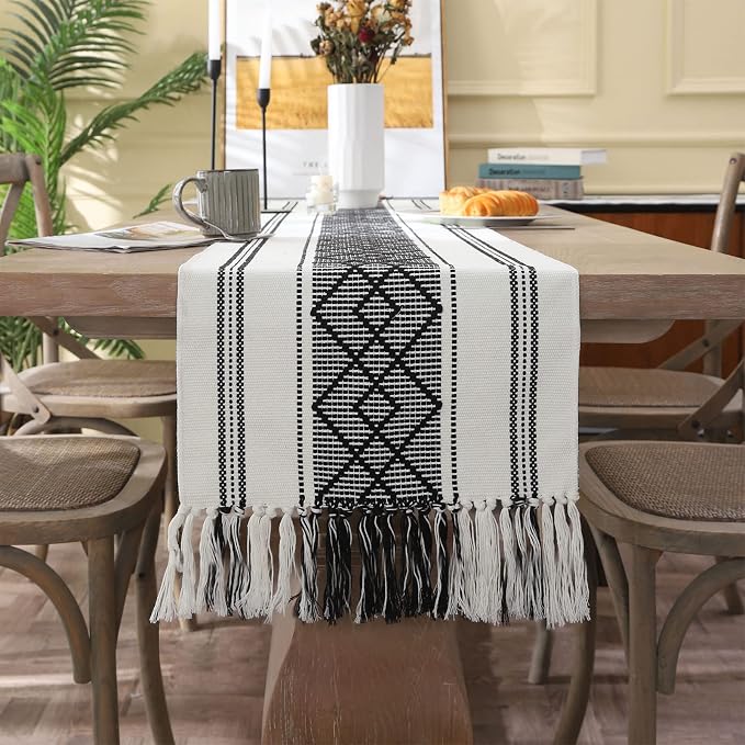Woven Table Runners Farmhouse Style, Boho Table Runners 90 inches Long - Image 7