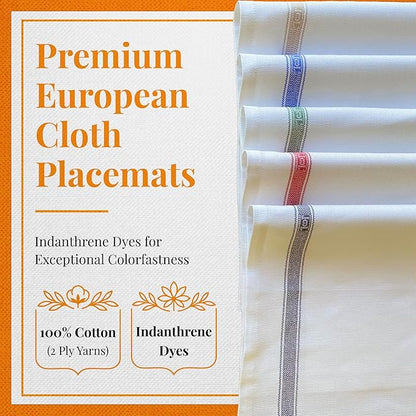 Premium Cloth Striped Placemats Set of 4 – 100% Soft Durable Jacquard Woven Cotton Table Placemats with Stain-Release Fabric – Machine Washable for Dining Table – Oregano Green, 20"x14"