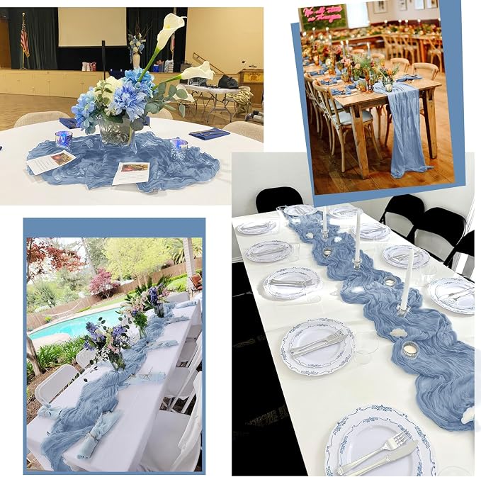 25 Pack Dusty Blue Table Runner 17 x 108inch Cheesecloth Table Runner Boho - Image 7