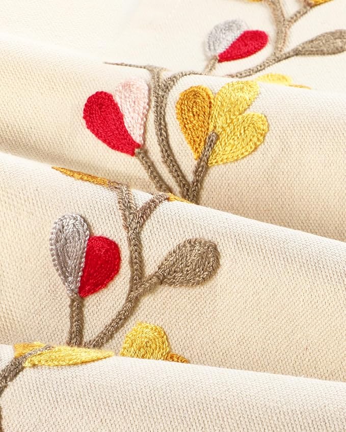 Embroidered Canvas 13"x 72" Narrow Table Runner, Branch | Exquisite Embroidery - Image 3