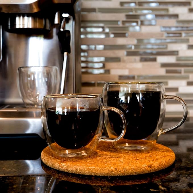 Youngever 2 Pack Glass Coffee Cups, Double Wall Thermo Insulated Coffee Cups - Image 5