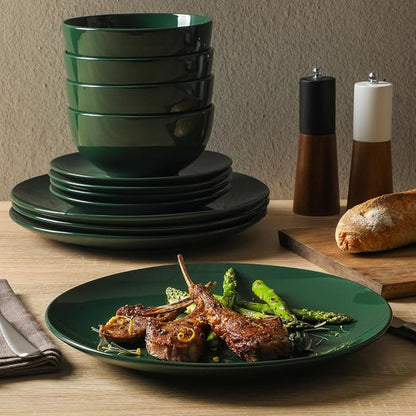 Gibson Home Simple Essential 12 Piece Plates and Bowls Porcelain Solid Color - Image 4