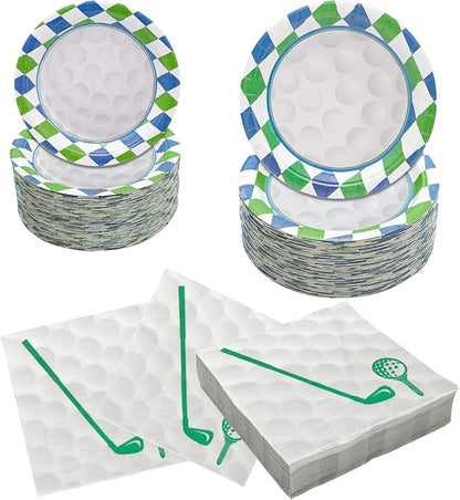 180Pcs Golf Party Supplies Paper Plates and Napkins Serve 60 | Disposable by Hpscdyo