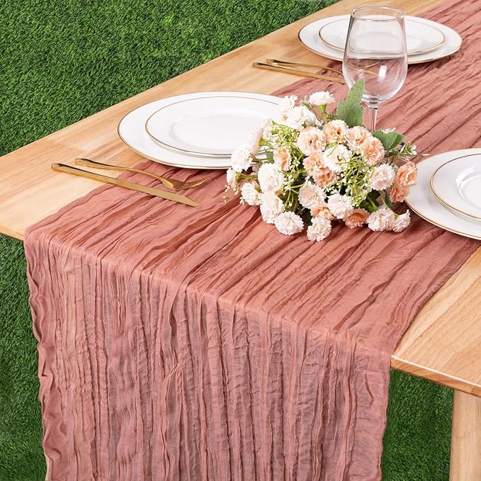 Cheesecloth Table Runner Boho Table Runner 13.3FT Long Vintage Rustic Dusty by TuTive