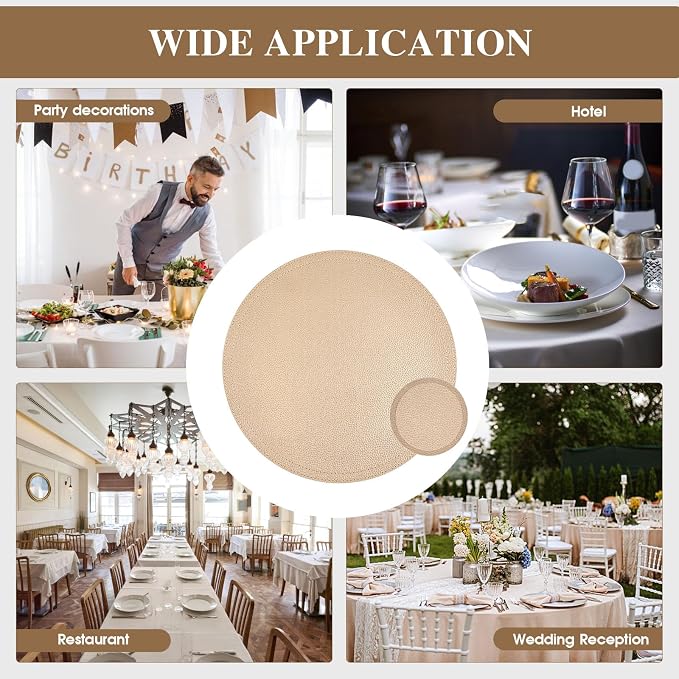 Set of 8 Faux Leather Gold Round Placemats and Coasters, Coffee Mats Kitchen - Image 7