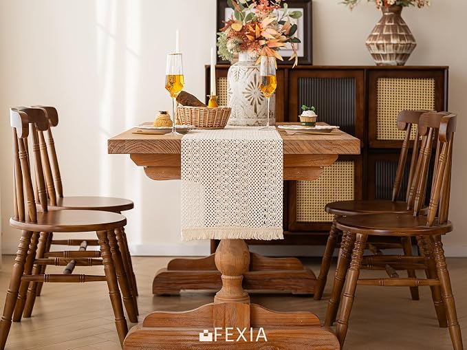 Boho Fall Table Runner Burlap for Home Kitchen Decor 12x72 Inch | 72 Inch Long - Image 3