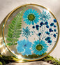 Oqplog Resin Drink Coasters for Desk Coffee Table-Blue Cute Dried Flowers Cup by Oqplog