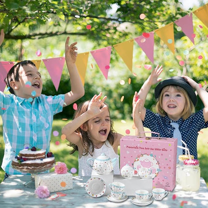 Sweejar Porcelain Tea Set for Little Girls, Kitchen Toys Tea Party Set for Kids - Image 7