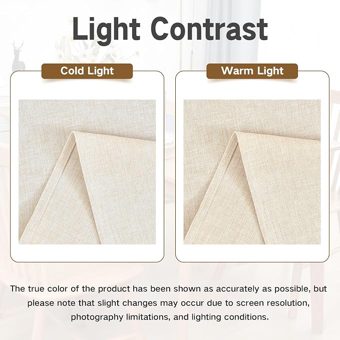 Faux Linen Table Runner Water Resistant 13 x 60 in, Neutral | Farmhouse Rustic - Image 4