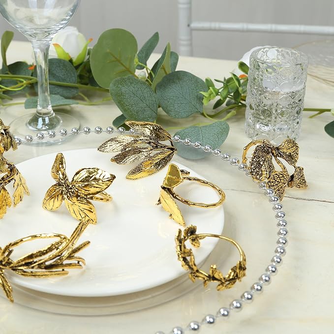Efavormart 8 Pack Glossy Gold Metal Herb Napkin Rings - Image 9