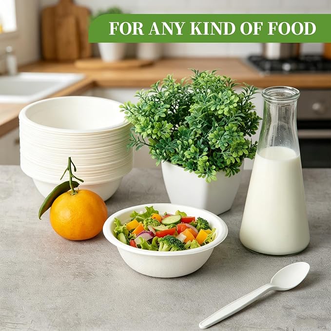 145 Pack 12 OZ Disposable Compostable Paper Bowls - Image 7