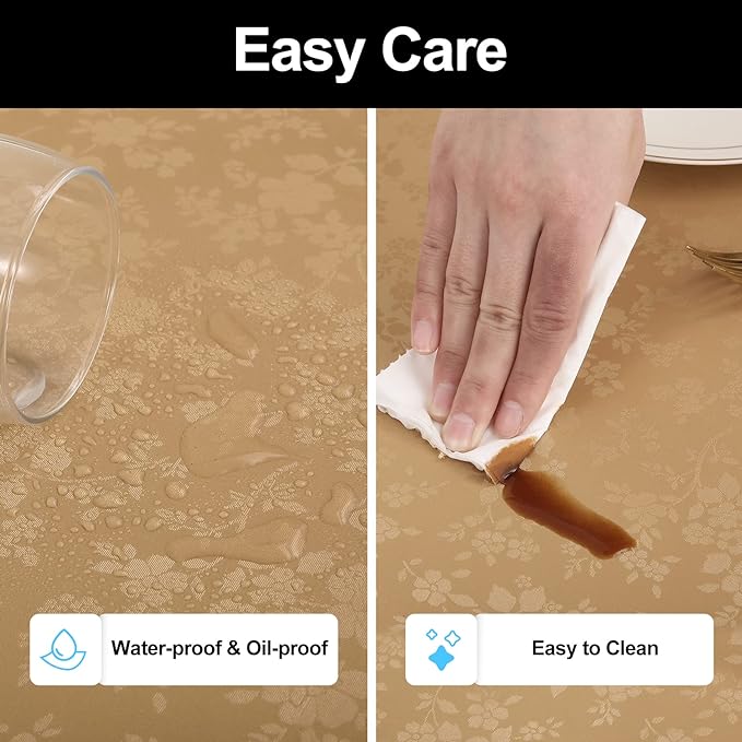 Smiry Rectangle Table Cloth, Waterproof Heavy Duty Vinyl Tablecloths, Wipeable Washable Table Cover for Kitchen and Dining Room (Brown, 54" X 78")