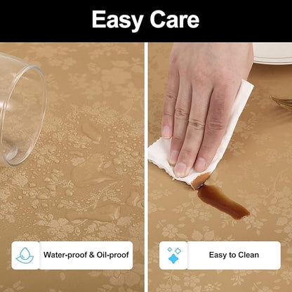 Smiry Rectangle Table Cloth, Waterproof Heavy Duty Vinyl Tablecloths, Wipeable Washable Table Cover for Kitchen and Dining Room (Brown, 60" X 120")