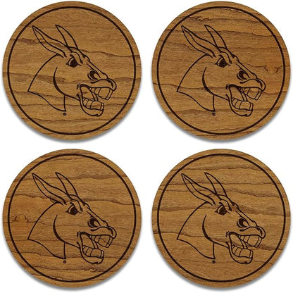 LazerEdge Central Missouri Mules Wooden Coaster Set - Cherry Wood - Officially Licensed Product - 4-Pack